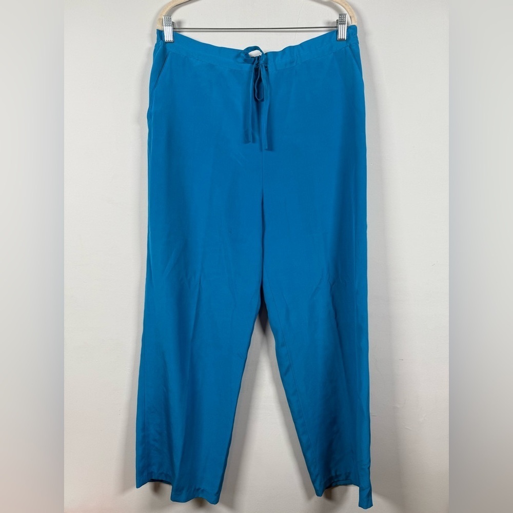 M.T. Morgan Taylor Vibrant Blue 100% Silk Drawstring Pants, Size S